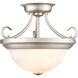 None 2 Light 13 inch Satin Nickel Semi-Flush Mount Ceiling Light